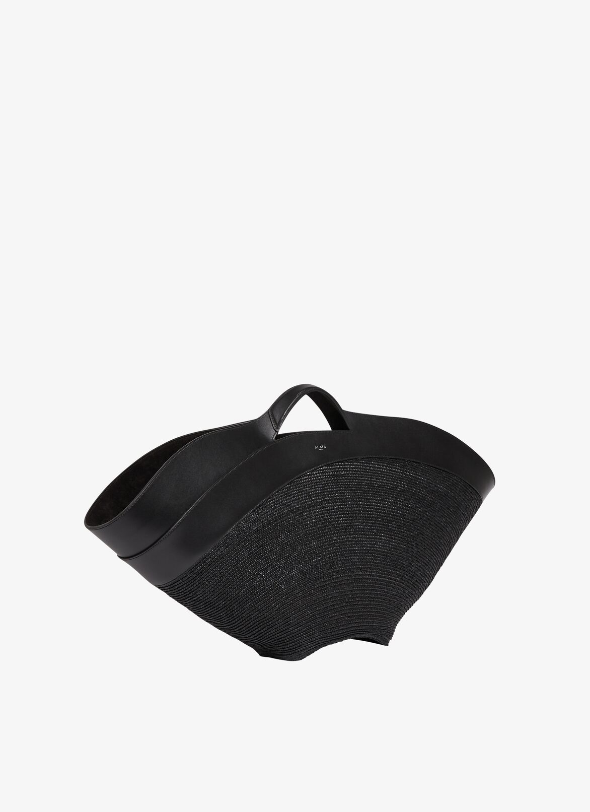 KHAIMA LARGE BAG IN CALFSKIN AND STRAW ALAÏA BLACK KHAIMA LARGE BAG IN CALFSKIN AND STRAW